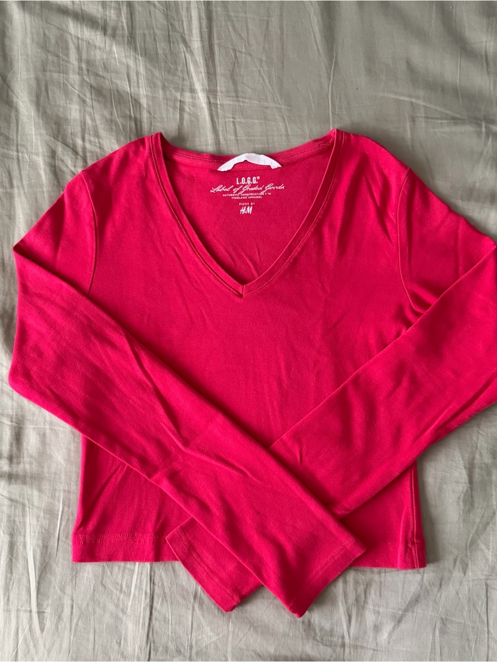 H&M Long Sleeve V-Neck Cropped Top